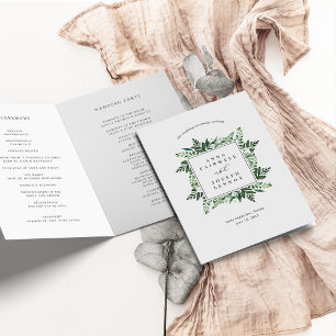 Greenhouse Frame   Watercolor Botanical Wedding Programme