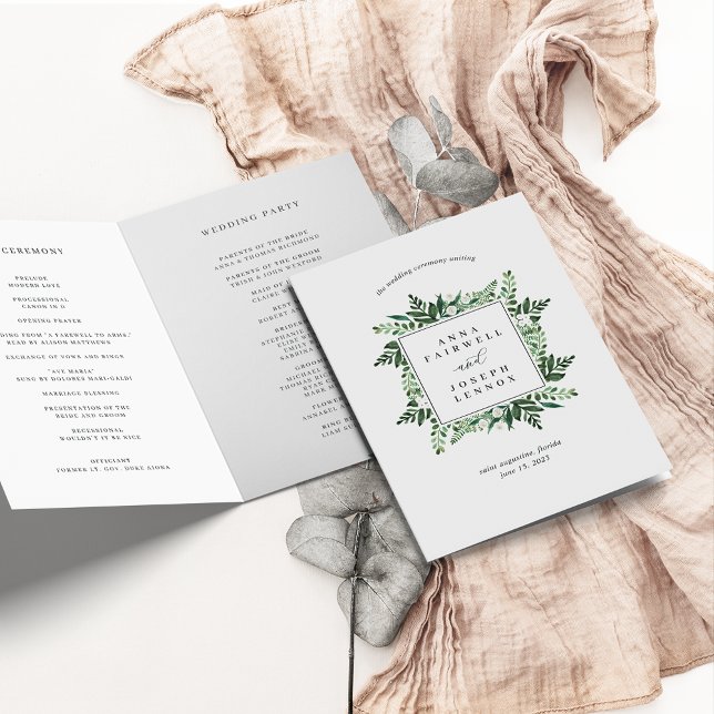 Greenhouse Frame | Watercolor Botanical Wedding Programme (Creator Uploaded)