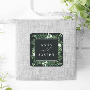 Greenhouse Frame   Watercolor Botanical Wedding Square Sticker