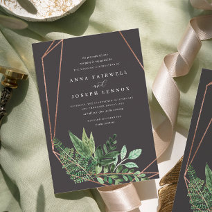 Greenhouse Geometric Watercolor Botanical Wedding Invitation