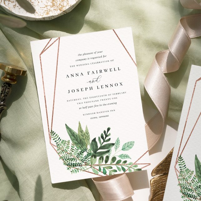 Greenhouse Geometric Watercolor Botanical Wedding Invitation (Creator Uploaded)