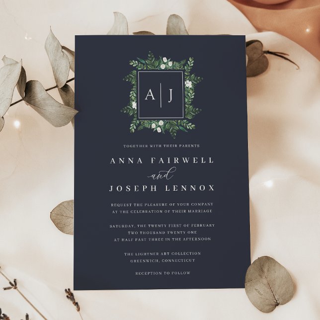 Greenhouse Monogram | Green Botanical Wedding Invitation (Creator Uploaded)