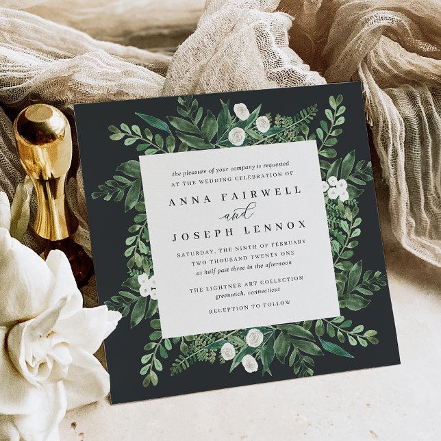 Greenhouse Square | Watercolor Botanical Wedding Invitation (Creator Uploaded)