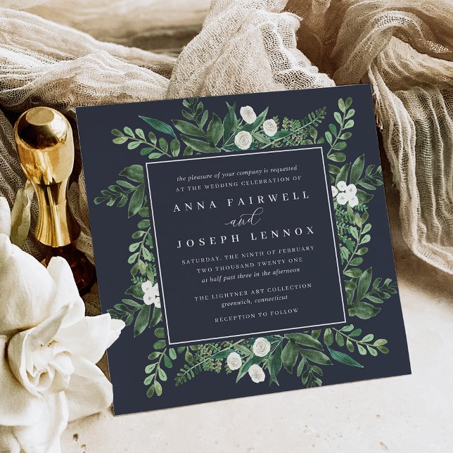 Greenhouse Square | Watercolor Botanical Wedding Invitation (Creator Uploaded)