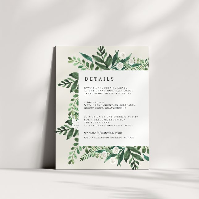 Greenhouse | Watercolor Botanical Guest Details Enclosure Card (Creator Uploaded)