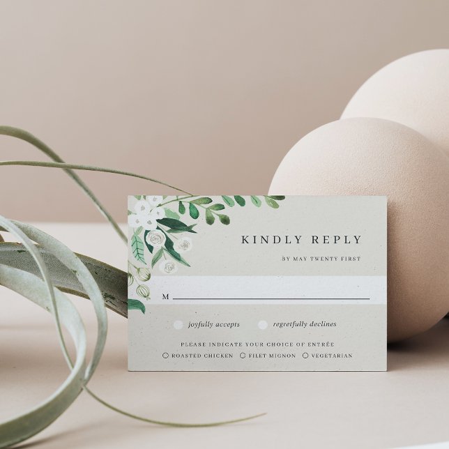 Greenhouse | Watercolor Botanical Meal Choice RSVP Card (Creator Uploaded)
