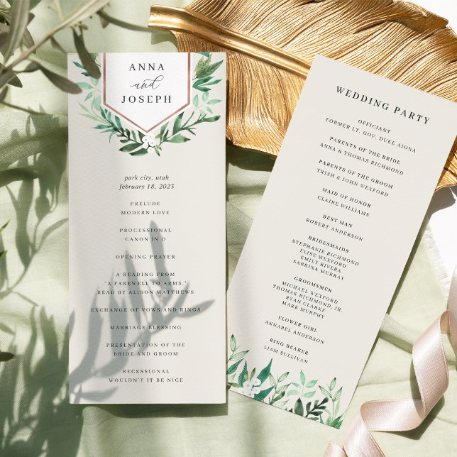 Greenhouse | Watercolor Botanical Wedding Ceremony Programme (Creator Uploaded)