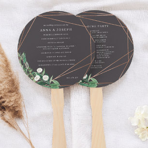Greenhouse Watercolor Botanical Wedding Program Hand Fan