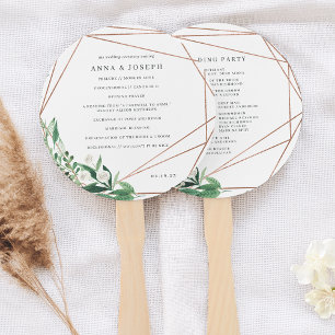 Greenhouse Watercolor Botanical Wedding Program Hand Fan