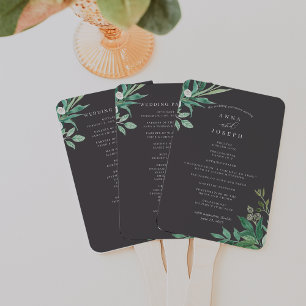 Greenhouse   Watercolor Botanical Wedding Program Hand Fan