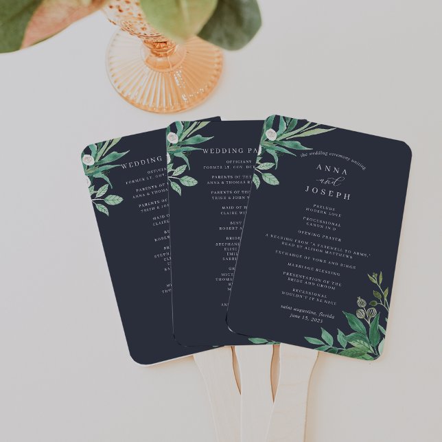 Greenhouse | Watercolor Botanical Wedding Program Hand Fan (Creator Uploaded)