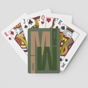 Greenish Inverted First-Initial Monogram Playing Cards