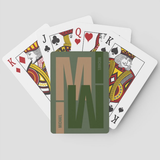 Greenish Inverted First-Initial Monogram Playing Cards (Back)