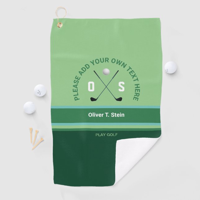Greenish Modern Colours Golf Towel with Golfer Nam (InSitu)