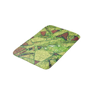 Greenish pale yellow painted volcanic stone design bath mat