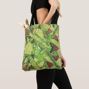Greenish pale yellow painted volcanic stone design tote bag