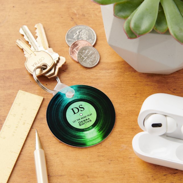 Greenish Personalised Music Vinyl Record Keychain (Desk)