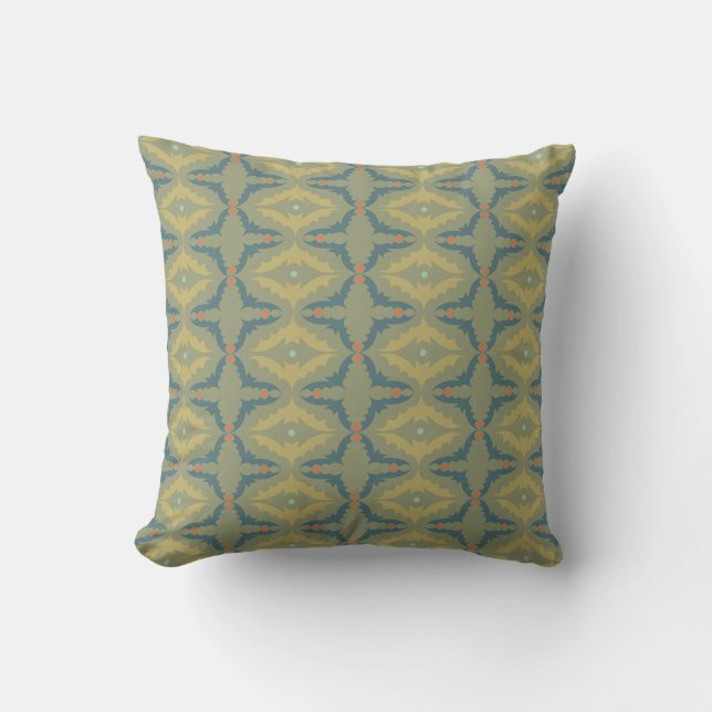 Greenish Retro Vintage Pattern Cushion (Front)