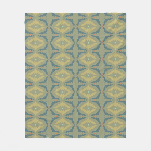 Greenish Retro Vintage Pattern Fleece Blanket (Front)