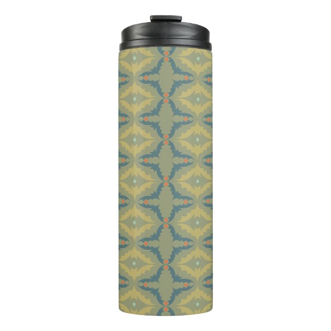 Greenish Retro Vintage Pattern Thermal Tumbler (Front)