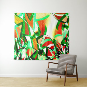 Greenish streaks on orange red image with drizzle tapestry