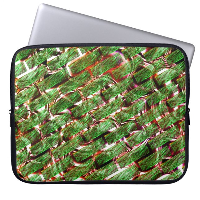 Greenish wall effect and bubbles salmon colour? laptop sleeve (Front)