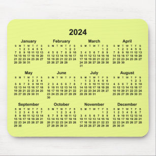 Greenish Yellow 2024 Calendar Mouse Pad