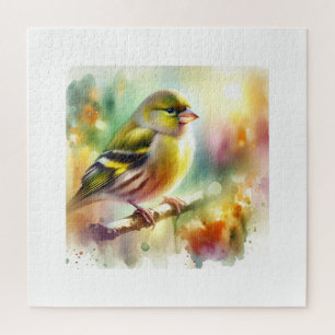 Greenish Yellow Finch 300724AREF123 - Watercolor Jigsaw Puzzle