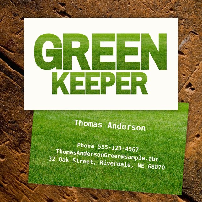 Greenkeeper in Green and White Business Card (Creator Uploaded)