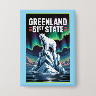Greenland 51st State Polar Bear Political Button