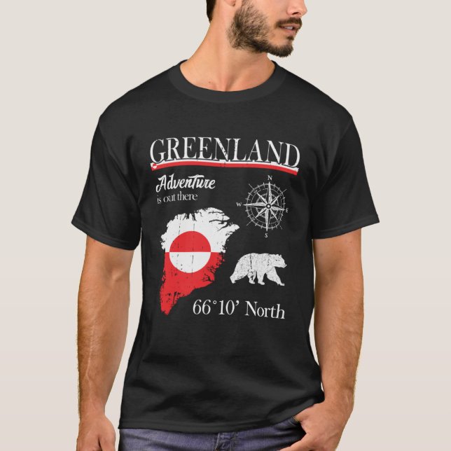 Greenland  Adventure Is Out There  Greenland Flag T-Shirt (Front)