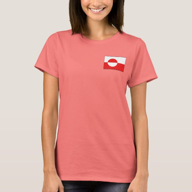 Greenland Flag and Map dk T-Shirt (Front)