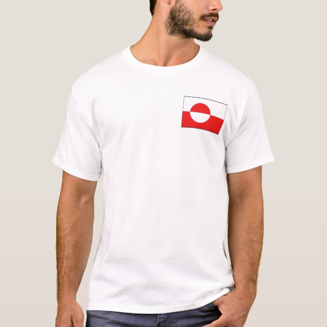 Greenland Flag and Map T-Shirt (Front)