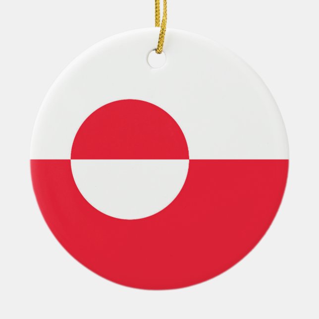 Greenland flag ceramic tree decoration (Front)