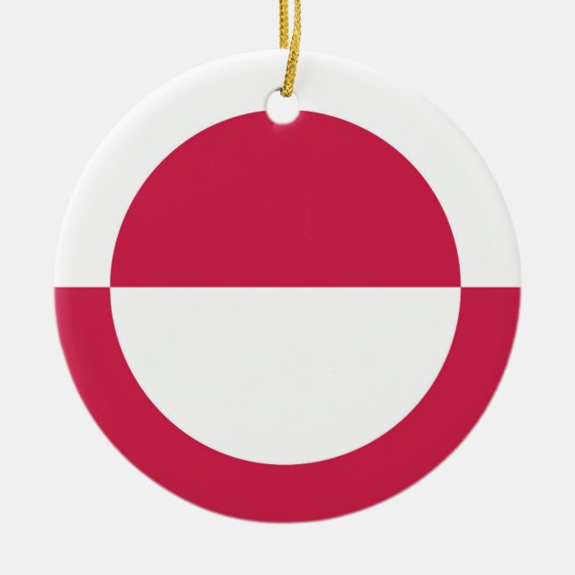Greenland Flag Emblem Ceramic Tree Decoration (Front)