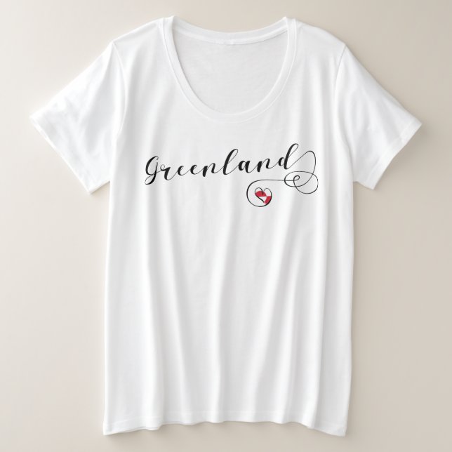 Greenland Flag Heart Plus Size T-Shirt (Design Front)