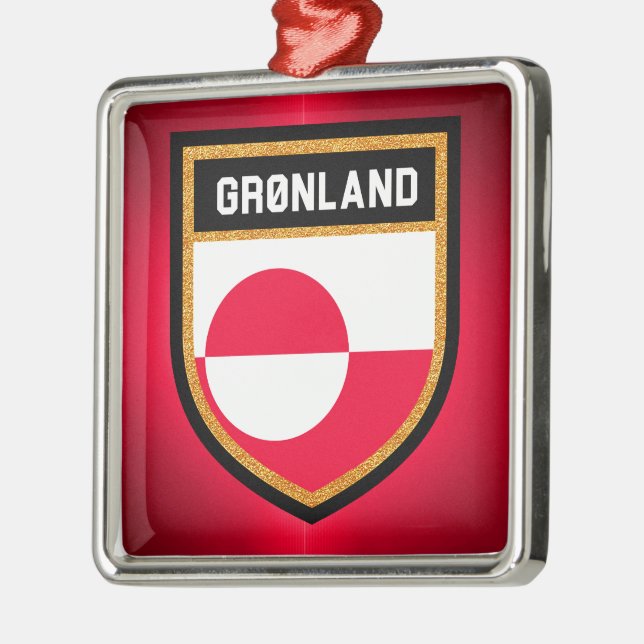 Greenland Flag Metal Tree Decoration (Left)