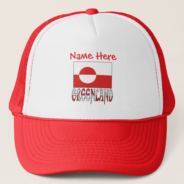 Greenland Flag Red Personalized  Trucker Hat (Front)