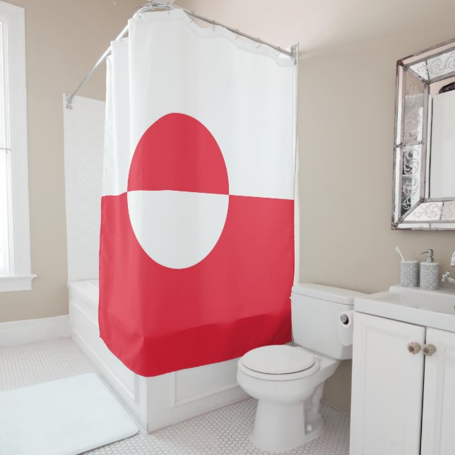 Greenland flag shower curtain (In Situ)