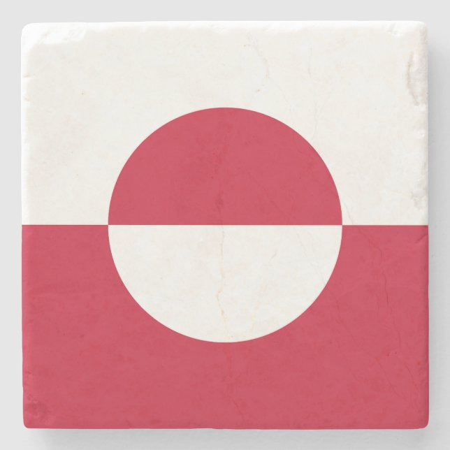 Greenland Flag Stone Coaster (Front)