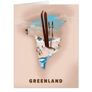 Greenland Illustrated Map travel poster print.