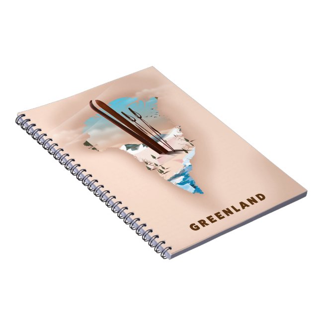 Greenland Illustrated Map travel poster print. Notebook (Right Side)