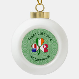 Greenland Ireland USA Shamrock Personalised Text Ceramic Ball Christmas Ornament