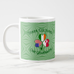 Greenland Ireland USA Shamrock Personalised Text Large Coffee Mug