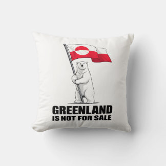 Greenland Is Not for Sale Polar Bear With Flag Cushion