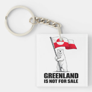 Greenland Is Not for Sale Polar Bear With Flag Key Ring