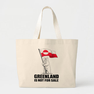 Greenland Is Not for Sale Polar Bear With Flag Large Tote Bag
