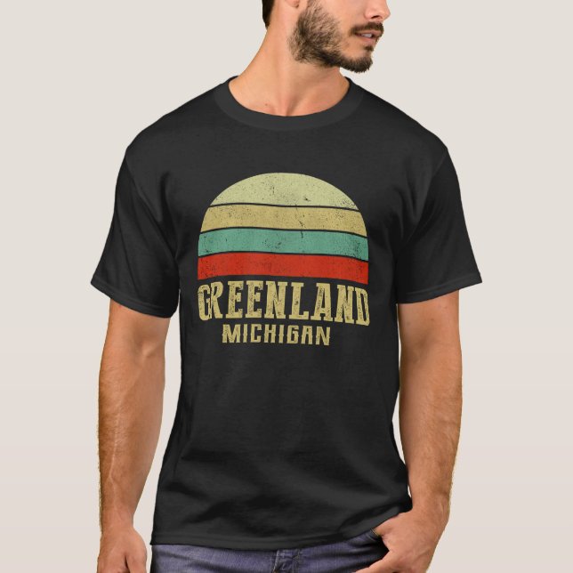 GREENLAND MICHIGAN Vintage Retro Sunset T-Shirt (Front)