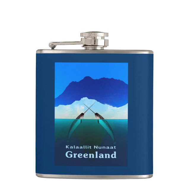 Greenland - Narwhal Hip Flask (Front)