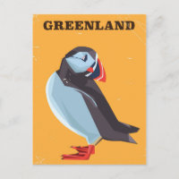 Greenland Puffin vintage travel poster